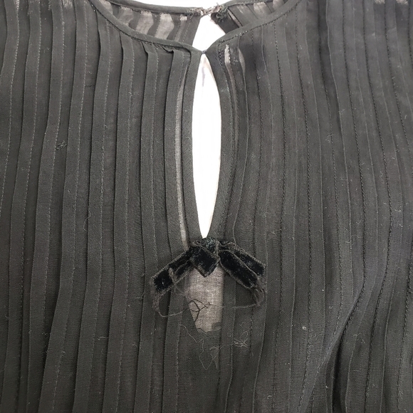 VINTAGE Mid Century Sheer Black Pleated Dress 24" Waist S Semi Open Back R&K VG - Picture 8 of 15